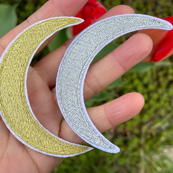 Set of 5 Iron on Patches Hamsa Hand iron on patches Evil Eye Patch Moon Patch - Picture 4 of 4